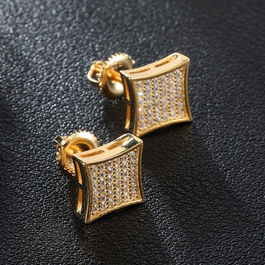 Iced Square Earring Studs